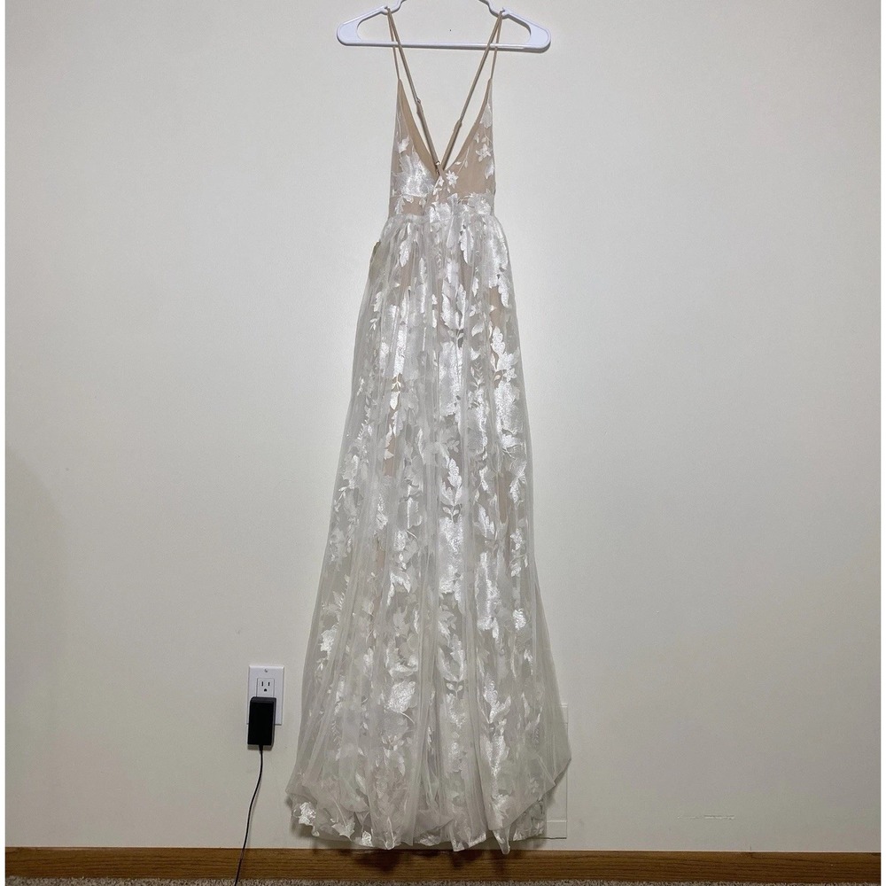 NWT Altar'd State Bridal Dress White Ivory Embroidered Small Maxi Nude Floral